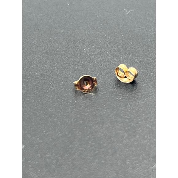 Designer Yellow Gold 14K July Ruby and Diamond Post Back Stud Elegant Earrings - Picture 5 of 11